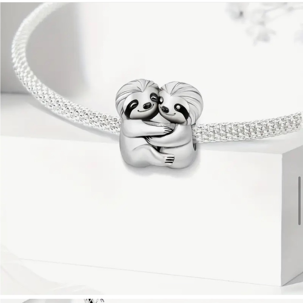 SLOTH BEARS EMBRACED BRACELET CHARM-NEW
